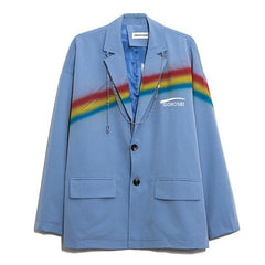 Rainbow Chain Flip Pocket Long Sleeve Blazer - Blue / S
