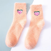 Thumbnail for Pastel Color Fruit Fluffy Socks - Pink / One Size