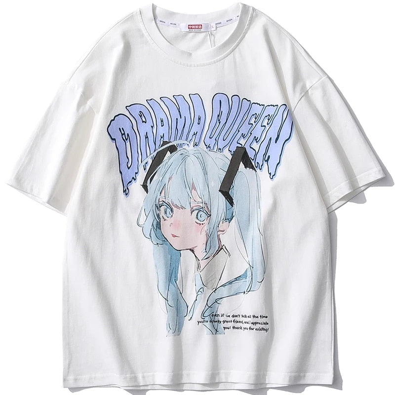 Drama Queen Harajuku Girl T-Shirt - White / M