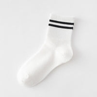 Thumbnail for Colorful Stripes Cotton Socks - White-Black / One Size