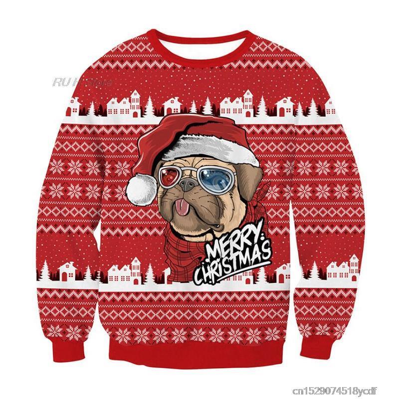 Funny Animals Ugly Christmas Unisex Sweater - Pug / S /