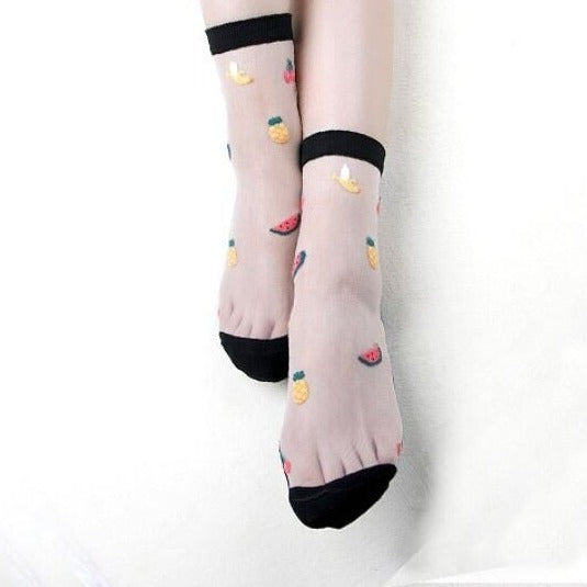 Transparent Ankle Socks - Transparent-Watermelon / One Size