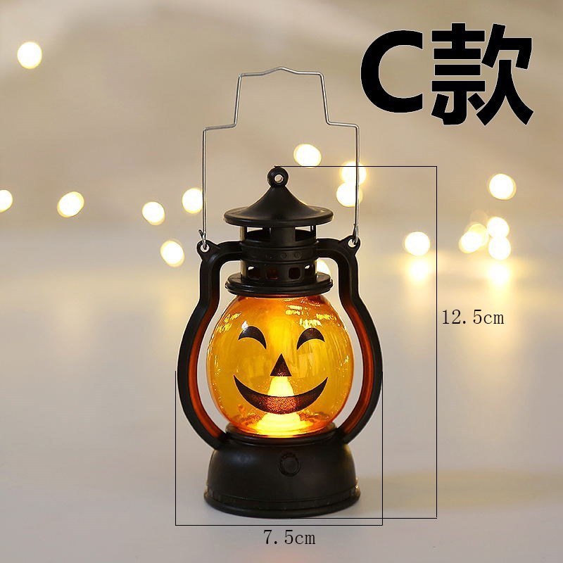 Pumpkin Skull LED Pony Lantern Halloween Decoration - C