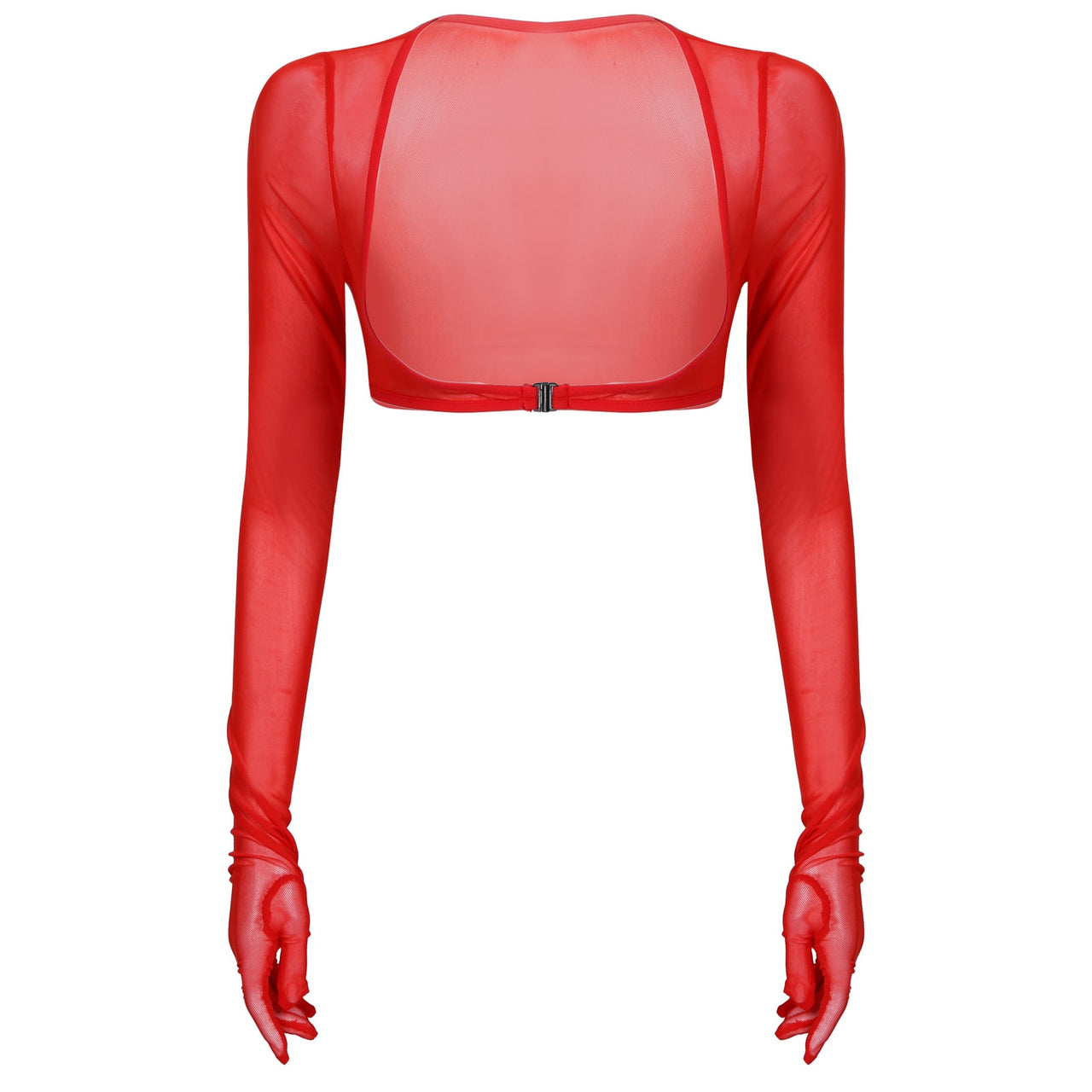 Solid Color See-through Gloves Crop Tops - Red / S - crop