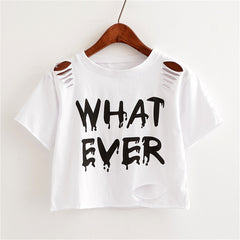 What Ever Sexy Crew Neck T-Shirt - White / One Size