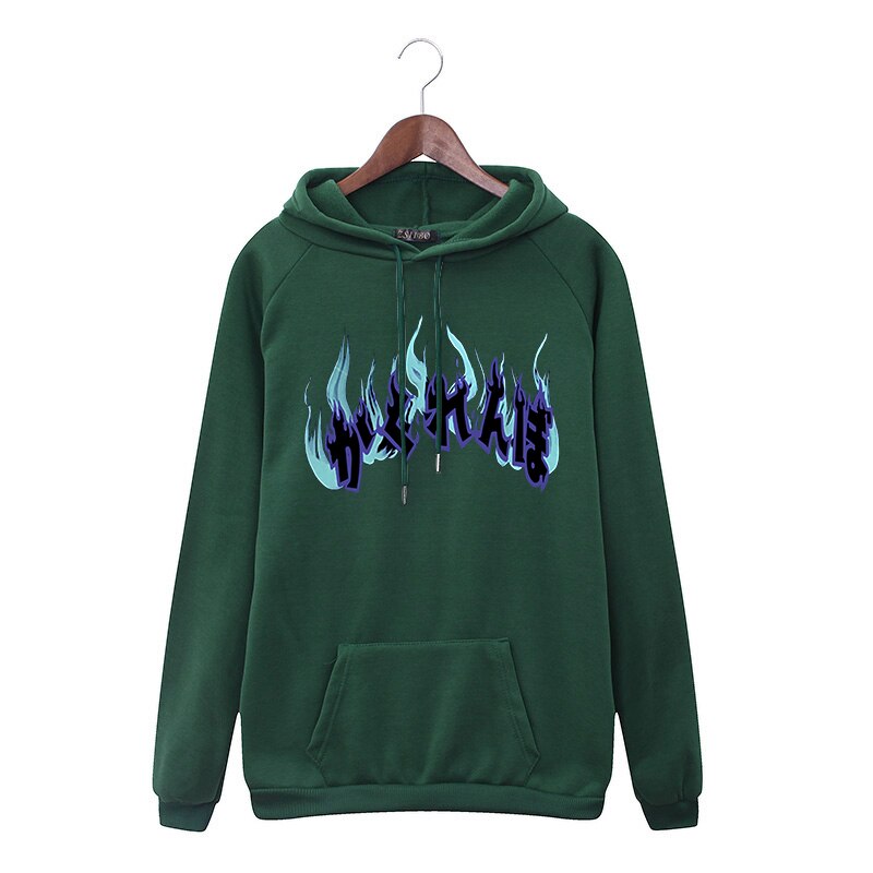 Dark Style Letters Japanese Oversize Hoodie - Green / S -