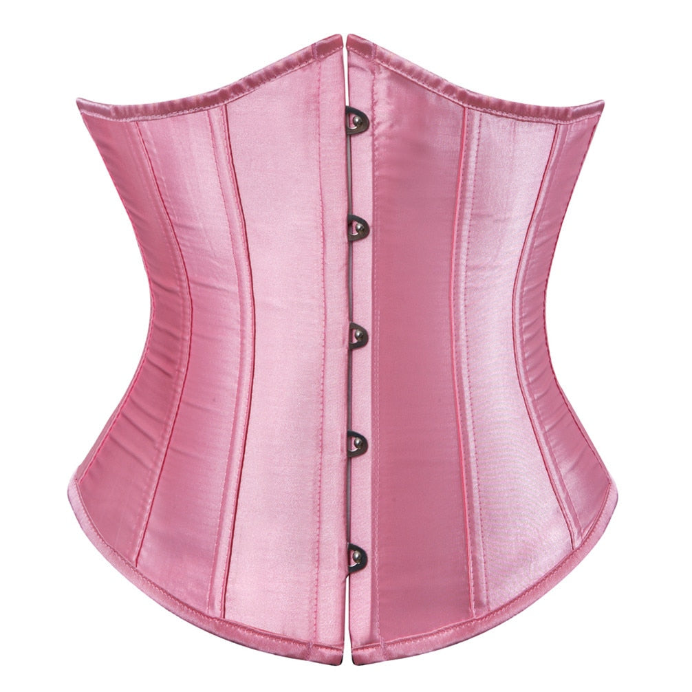 Steampunk Underbust Lace-up Corset - Pink / S