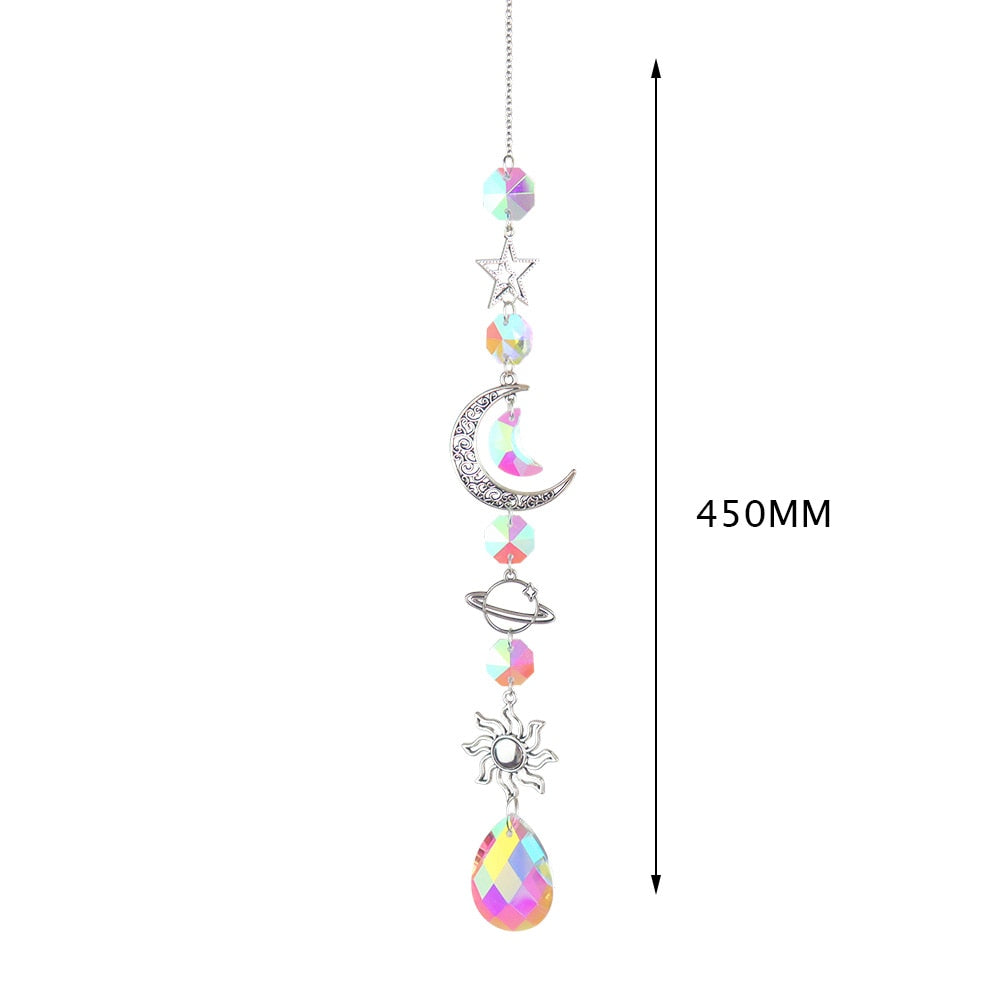Crystal Windchime Ornament Star Moon Pendant - 18
