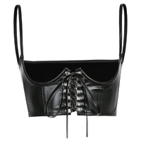 Thumbnail for Gothic Dark PU Leather Corset Crop Top
