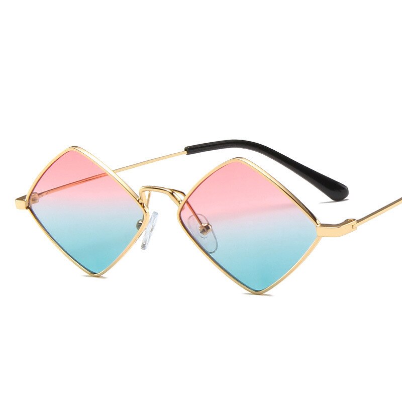 Prismatic Retro Square Sunglasses - Pink-Blue