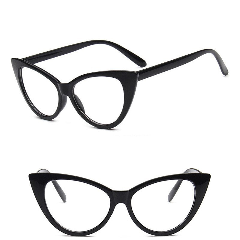 Cat Eye Brand Sunglasses - Black-White-(XL) / One Size