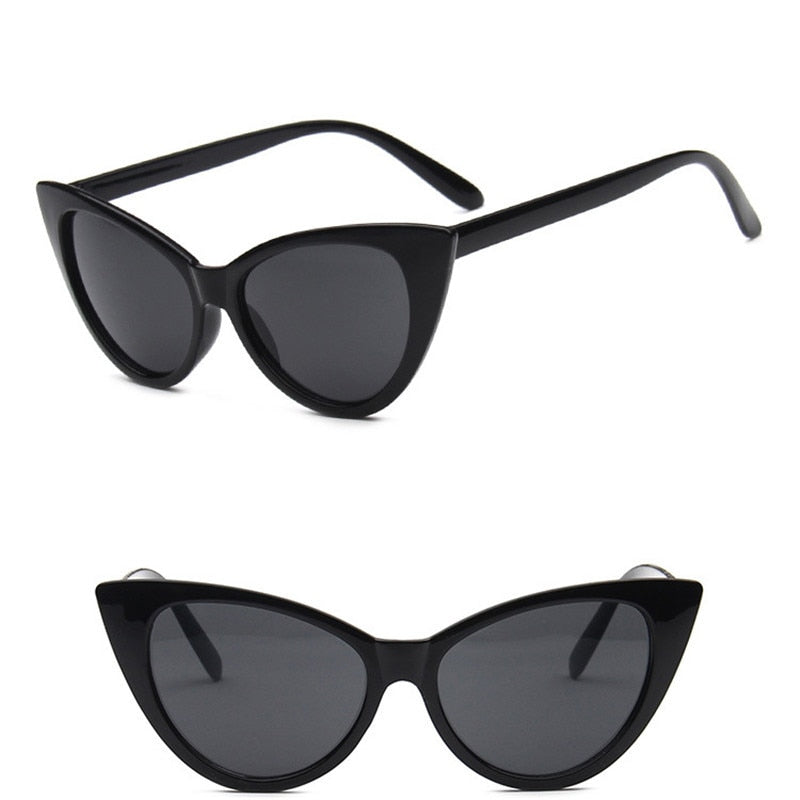 Cat Eye Brand Sunglasses - Black-Gray(XL) / One Size