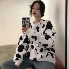 Cute Cow Animal Print Sweatshirt - S - Hoodies