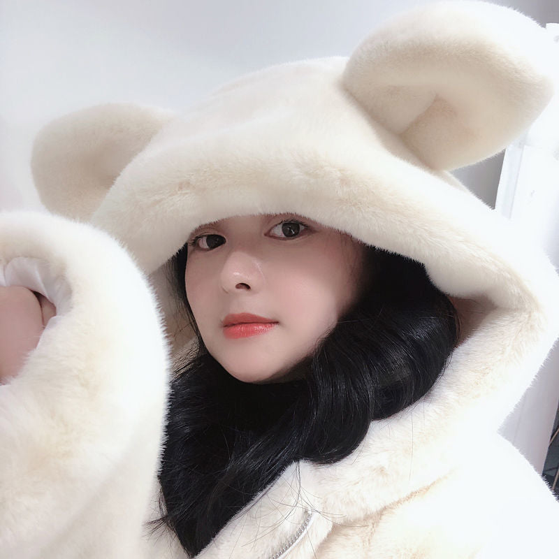 Fur Cute Bear Ears Velvet Jacket