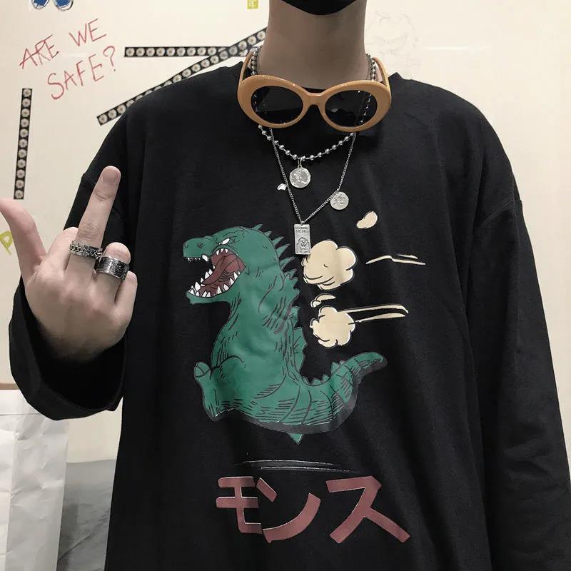 Anime and Happy Face Print Oversized Sweatshirt -