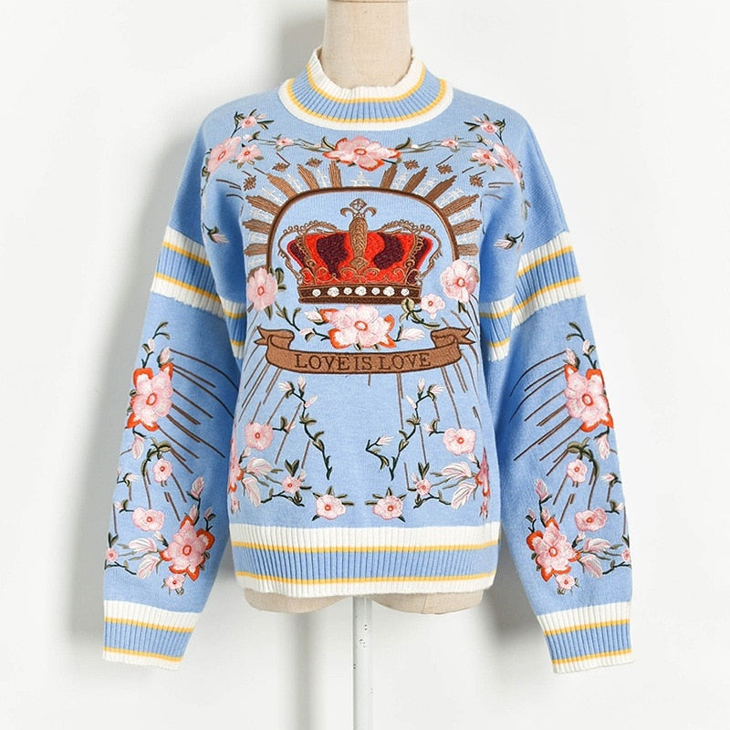 Love Is Knitted Sweater - S / Blue