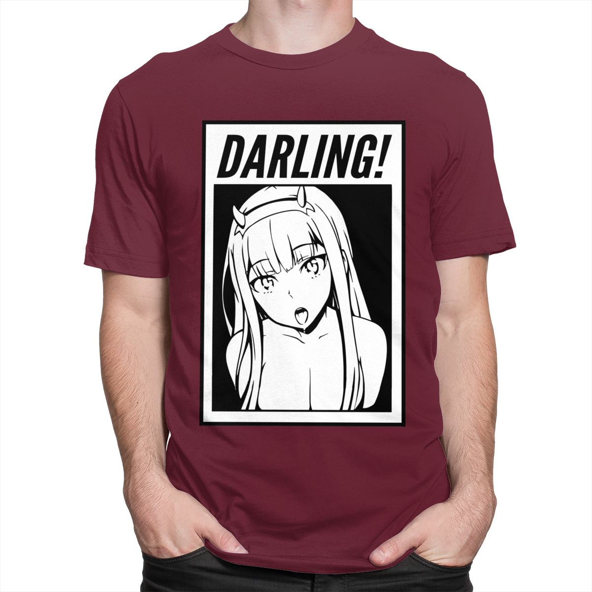 Darling Anime Girl T-Shirt - Burgundy / S