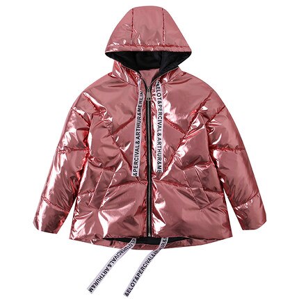Pink Hologram Glitter Sparkling Winter Hooded Coat