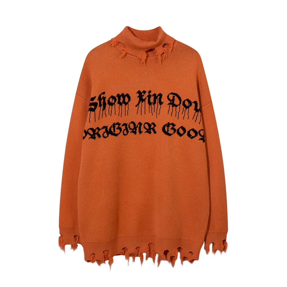 High Collar Gothic Sweatshirt - Orange / M - Sweater