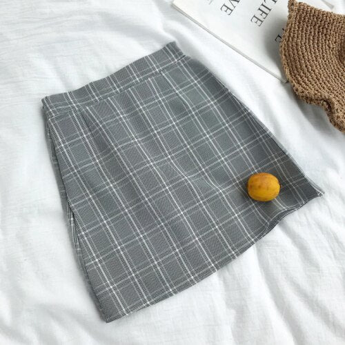 Korean Style High Waist Skirt - gray / S