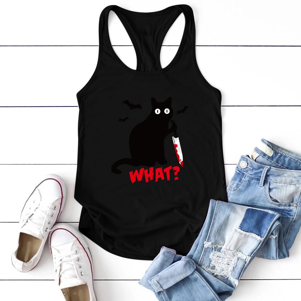 Gothic Cat Knife Bats What Tank Top