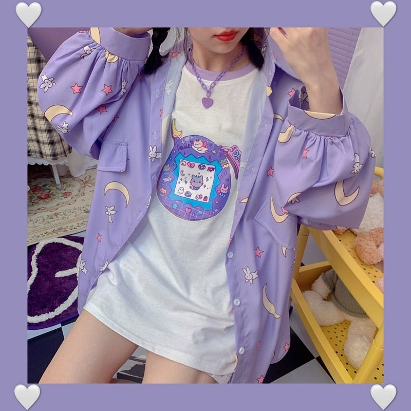 Korean Kawaii Moon Rabbit Shirt