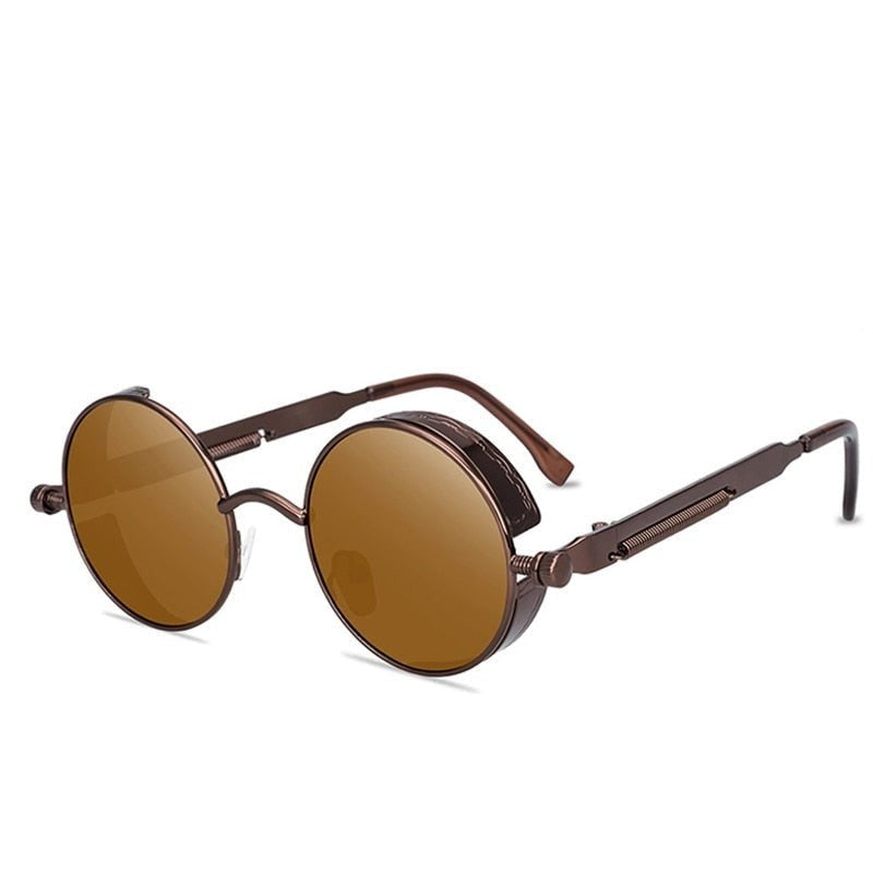 Round Metal Sunglasses - Brown / One Size