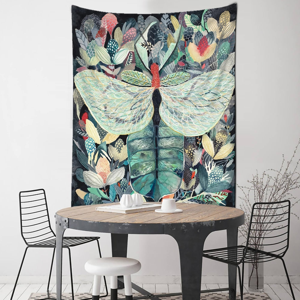 Flower Butterfly Pattern Tapestry Blanket - A / 95x70cm