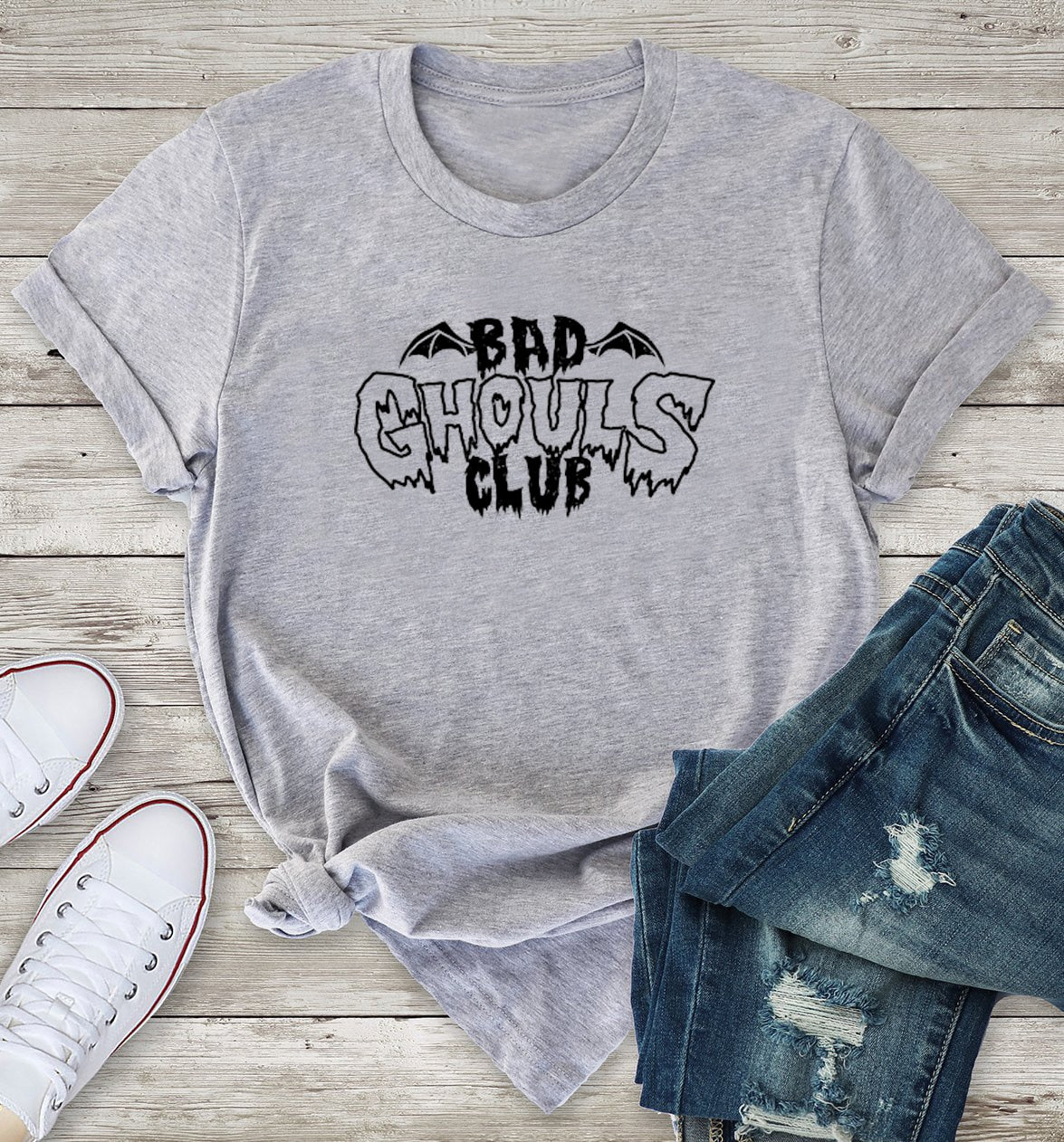 Bad Ghouls Club T-shirt - Gray / S - T-Shirt