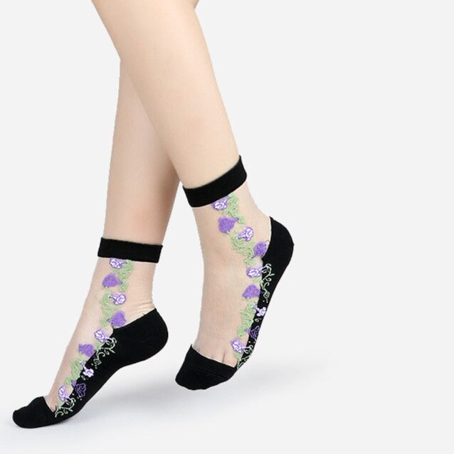 Transparent Ankle Socks - Transparent-Purple / One Size