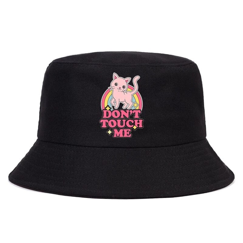 Japanese Cartoon Cat Bucket Hat - Cat-Pink / One Size