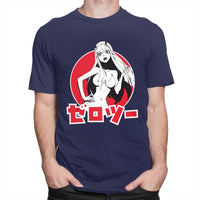 Thumbnail for Anime Attractive Girl T-Shirt - Navy Blue / S