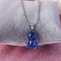 Thumbnail for Rainbow Cute Jelly Bear Gummy Necklace - Blue