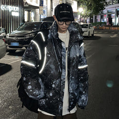 Korean Kpop Starry Reflective Parkas Coat