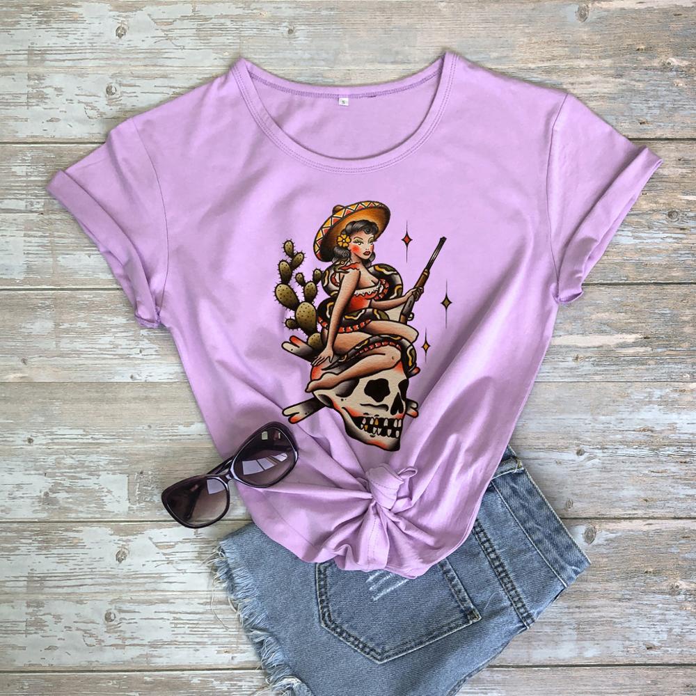La Valiente Witches Skulls Snake T-Shirt - Purple / S