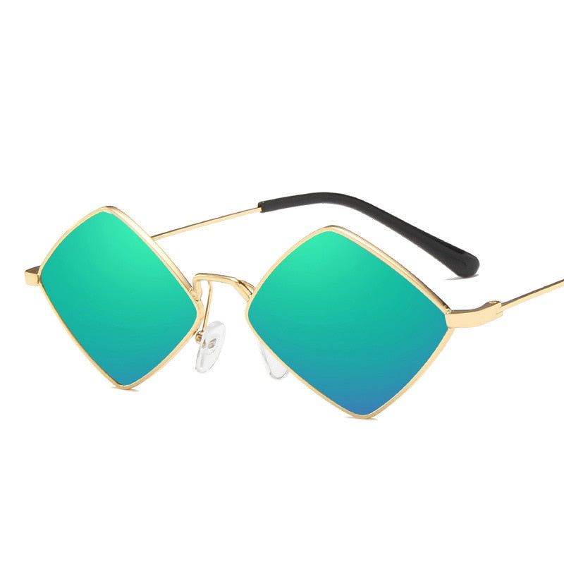 Small Rhombus Lens Sunglasses - Green / One Size