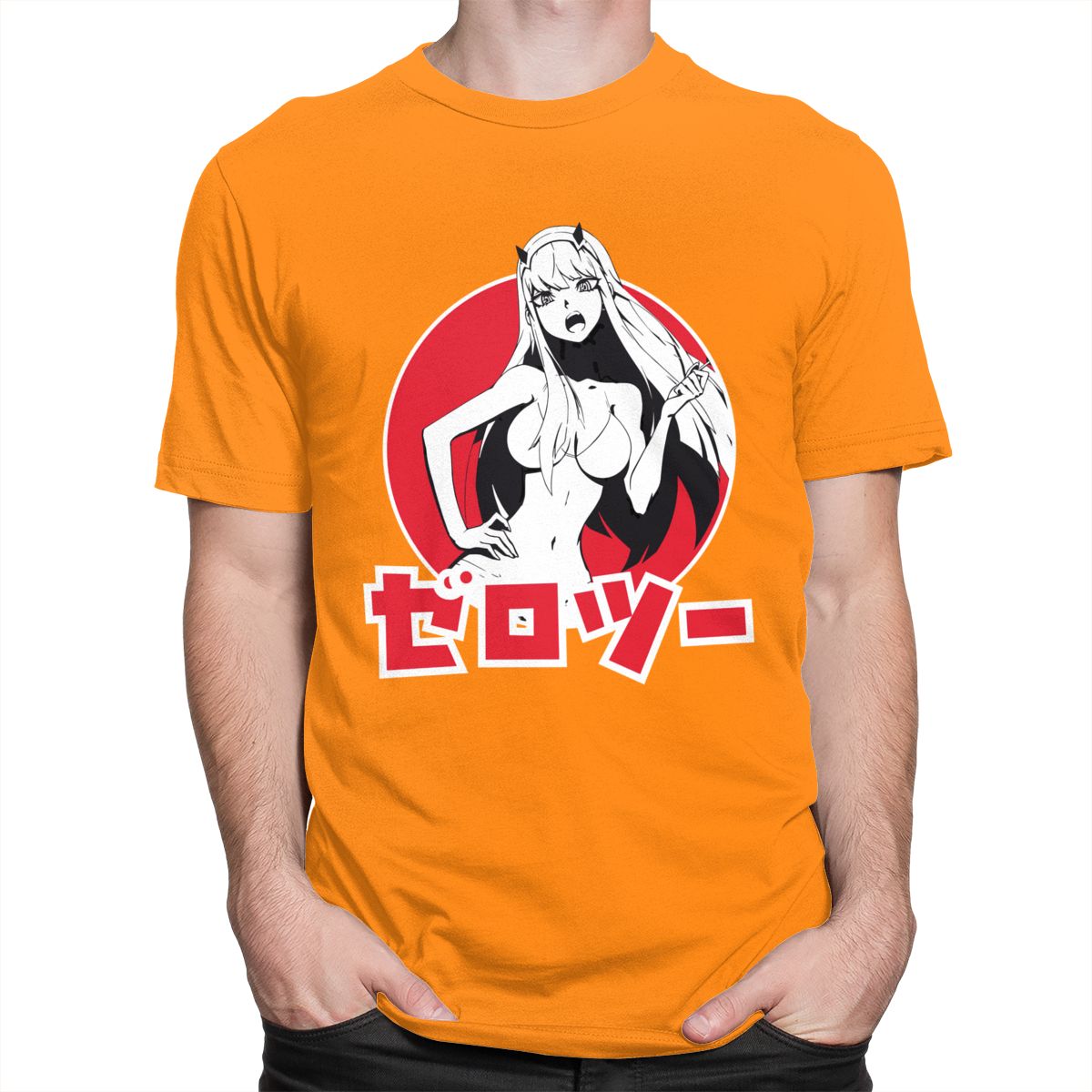 Anime Attractive Girl T-Shirt - Orange / S