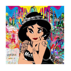 Graffiti Cartoon Princess Poster Prints Canvas - Jasmin /