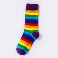 Thumbnail for Colorful Stripes Cotton Socks - Rainbow-Purple / One Size
