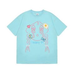 I Want To Kiss You Oversized T-Shirt - Blue / M