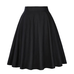 High Waist Pleated Color Skirt - Black / S