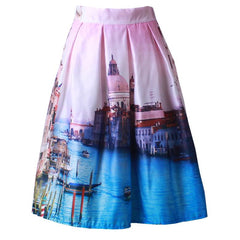 Vintage Venice High Waist Pleated Skirt - Pink / One Size
