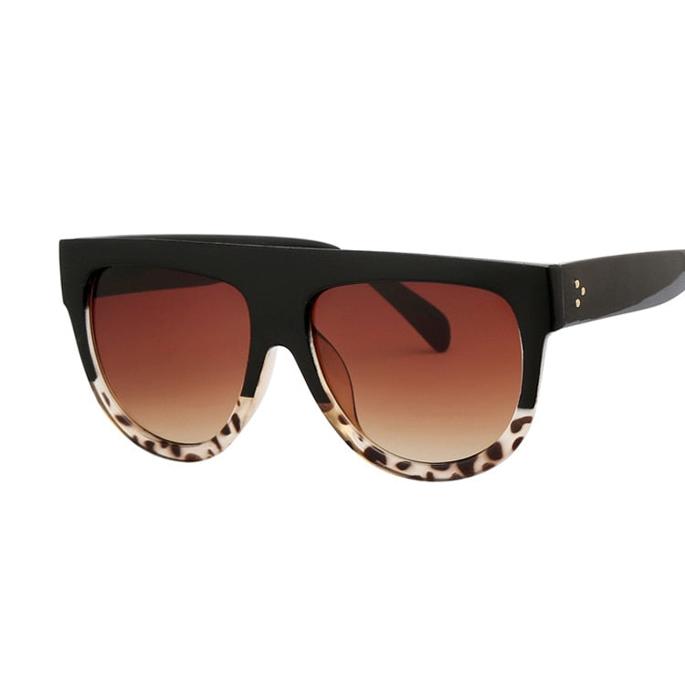 Double Color Frame Sunglasses - Black-Leopard / One Size