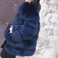 Thumbnail for Solid Shaggy Fluffy Faux Fur Warm Jacket