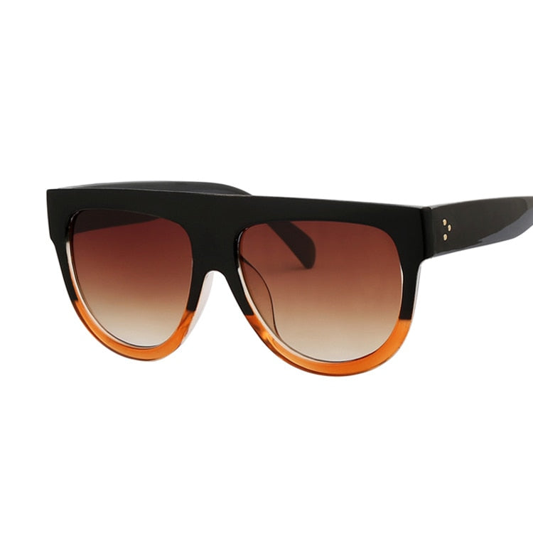 Double Color Frame Sunglasses - Black-Brown / One Size