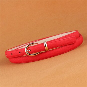 Solid Color PU Leather Belt - Red / 105CM
