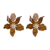 Thumbnail for Long Flower Earrings - Brown / One Size