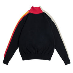 Vintage Geometric Black Turtleneck Sweater - One Size /