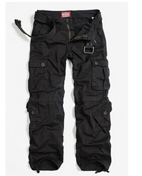 Multi Pockets Loose Baggy Hip Hop Cargo Pants - black / 26