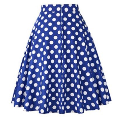 High Waist Polka Dot Skirt - Blue / S